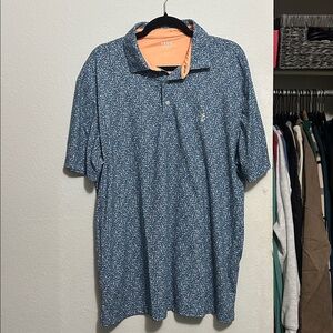 IZOD GOLF Stylish Blue Floral Polo Shirt